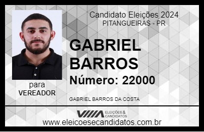 Candidato GABRIEL BARROS 2024 - PITANGUEIRAS - Eleições