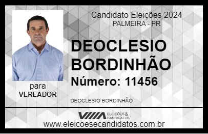 Candidato DEOCLESIO BORDINHÃO 2024 - PALMEIRA - Eleições