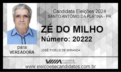 Candidato ZÉ DO MILHO 2024 - SANTO ANTÔNIO DA PLATINA - Eleições