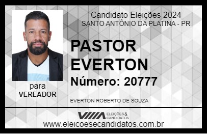 Candidato PASTOR EVERTON 2024 - SANTO ANTÔNIO DA PLATINA - Eleições