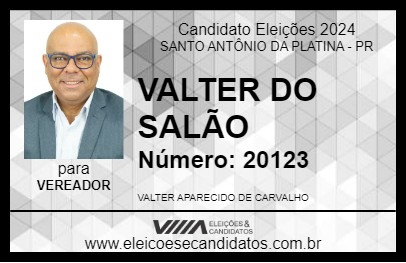 Candidato VALTER DO SALÃO 2024 - SANTO ANTÔNIO DA PLATINA - Eleições