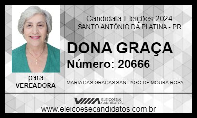 Candidato DONA GRAÇA 2024 - SANTO ANTÔNIO DA PLATINA - Eleições