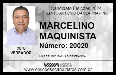 Candidato MARCELINO MAQUINISTA 2024 - SANTO ANTÔNIO DA PLATINA - Eleições