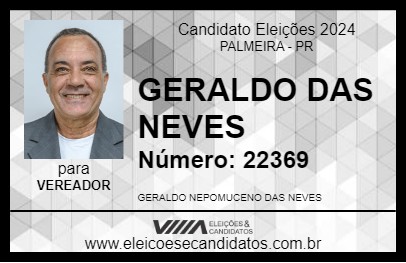 Candidato GERALDO DAS NEVES 2024 - PALMEIRA - Eleições