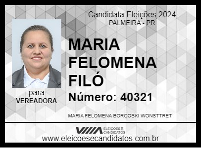 Candidato MARIA FELOMENA FILÓ 2024 - PALMEIRA - Eleições