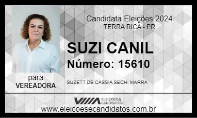 Candidato SUZI CANIL 2024 - TERRA RICA - Eleições