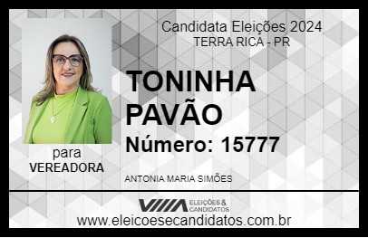 Candidato TONINHA PAVÃO 2024 - TERRA RICA - Eleições