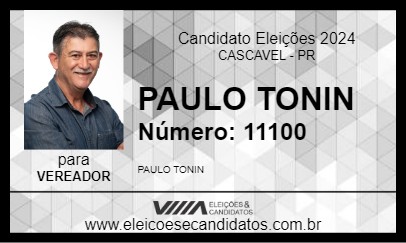 Candidato PAULO TONIN 2024 - CASCAVEL - Eleições