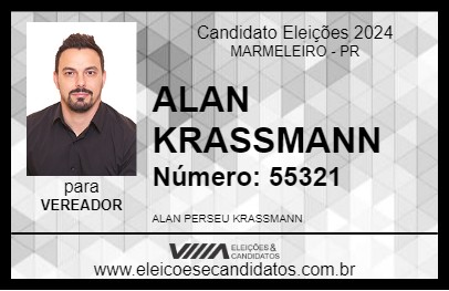 Candidato ALAN KRASSMANN 2024 - MARMELEIRO - Eleições