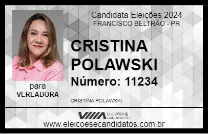 Candidato CRISTINA POLAWSKI 2024 - FRANCISCO BELTRÃO - Eleições