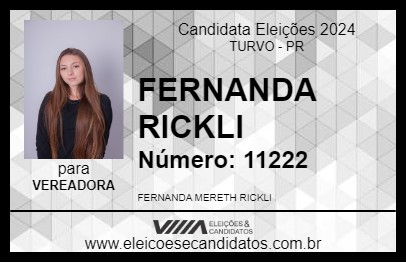 Candidato FERNANDA RICKLI 2024 - TURVO - Eleições