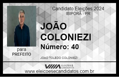 Candidato JOÃO COLONIEZI 2024 - IBIPORÃ - Eleições