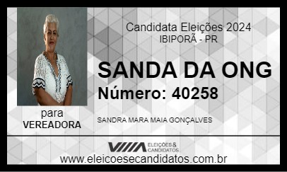 Candidato SANDRA DA ONG 2024 - IBIPORÃ - Eleições