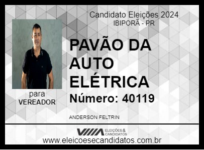 Candidato PAVÃO DA AUTO ELÉTRICA 2024 - IBIPORÃ - Eleições