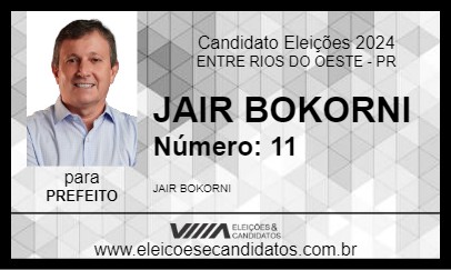 Candidato JAIR BOKORNI 2024 - ENTRE RIOS DO OESTE - Eleições