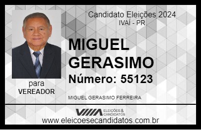 Candidato MIGUEL GERASIMO 2024 - IVAÍ - Eleições