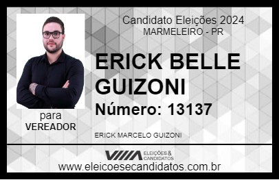 Candidato ERICK BELLE GUIZONI 2024 - MARMELEIRO - Eleições