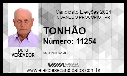 Candidato TONHÃO 2024 - CORNÉLIO PROCÓPIO - Eleições