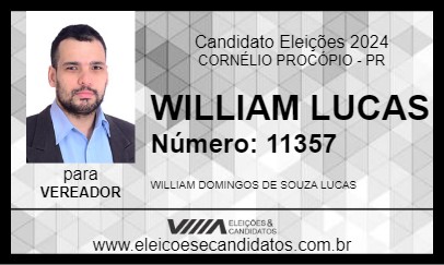 Candidato WILLIAM LUCAS 2024 - CORNÉLIO PROCÓPIO - Eleições