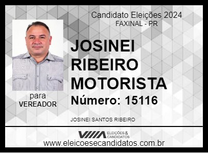 Candidato JOSINEI RIBEIRO MOTORISTA 2024 - FAXINAL - Eleições