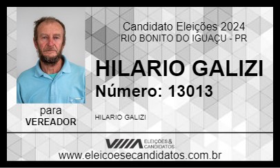 Candidato HILARIO GALIZI 2024 - RIO BONITO DO IGUAÇU - Eleições