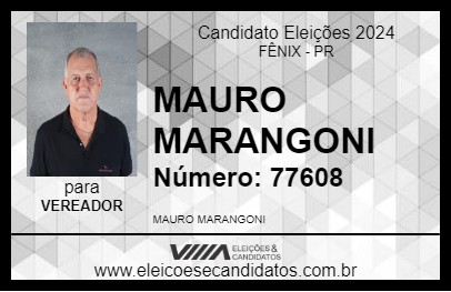 Candidato MAURO MARANGONI 2024 - FÊNIX - Eleições