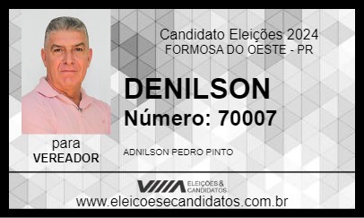 Candidato DENILSON 2024 - FORMOSA DO OESTE - Eleições