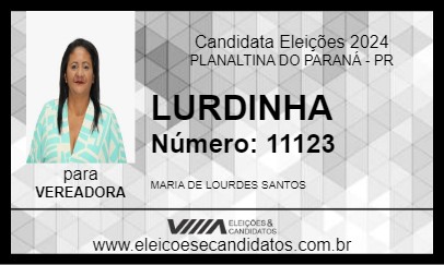 Candidato LURDINHA 2024 - PLANALTINA DO PARANÁ - Eleições