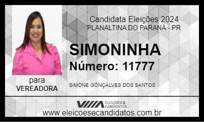 Candidato SIMONINHA 2024 - PLANALTINA DO PARANÁ - Eleições