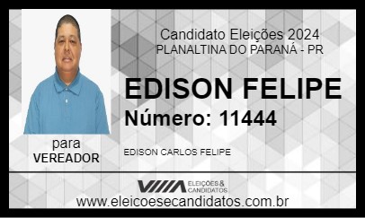 Candidato EDISON FELIPE 2024 - PLANALTINA DO PARANÁ - Eleições