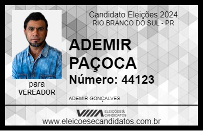 Candidato ADEMIR PAÇOCA 2024 - RIO BRANCO DO SUL - Eleições