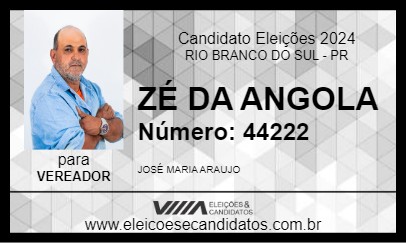 Candidato ZÉ DA ANGOLA 2024 - RIO BRANCO DO SUL - Eleições