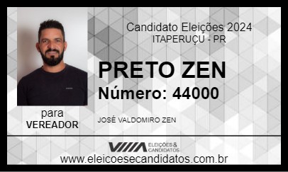 Candidato PRETO ZEN 2024 - ITAPERUÇU - Eleições