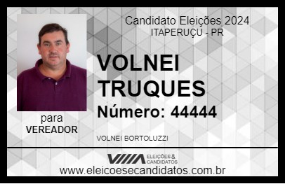 Candidato VOLNEI TRUQUES 2024 - ITAPERUÇU - Eleições