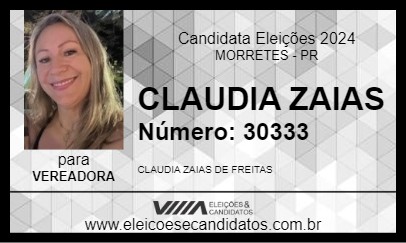 Candidato CLAUDIA ZAIAS 2024 - MORRETES - Eleições