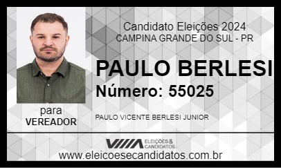 Candidato PAULO BERLESI 2024 - CAMPINA GRANDE DO SUL - Eleições