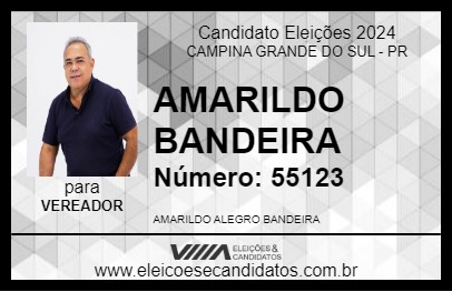 Candidato AMARILDO BANDEIRA 2024 - CAMPINA GRANDE DO SUL - Eleições