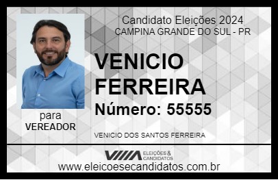 Candidato VENICIO FERREIRA 2024 - CAMPINA GRANDE DO SUL - Eleições