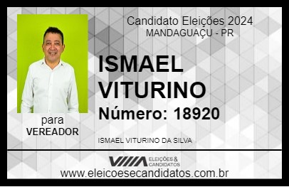 Candidato ISMAEL VITURINO 2024 - MANDAGUAÇU - Eleições