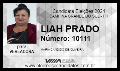 Candidato LIAH PRADO 2024 - CAMPINA GRANDE DO SUL - Eleições