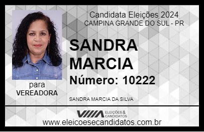 Candidato SANDRA MARCIA 2024 - CAMPINA GRANDE DO SUL - Eleições