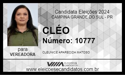 Candidato CLÉO 2024 - CAMPINA GRANDE DO SUL - Eleições