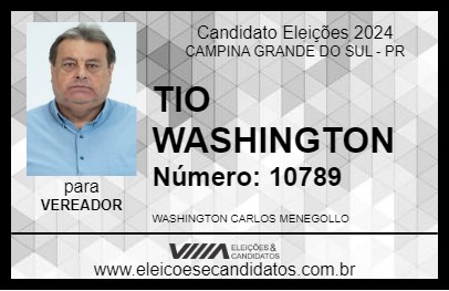 Candidato TIO WASHINGTON  2024 - CAMPINA GRANDE DO SUL - Eleições