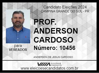 Candidato PROF. ANDERSON CARDOSO 2024 - CAMPINA GRANDE DO SUL - Eleições