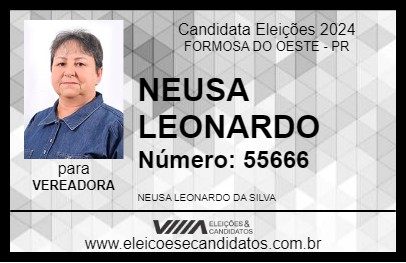 Candidato NEUSA LEONARDO 2024 - FORMOSA DO OESTE - Eleições