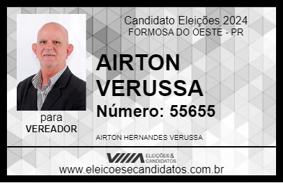 Candidato AIRTON VERUSSA 2024 - FORMOSA DO OESTE - Eleições