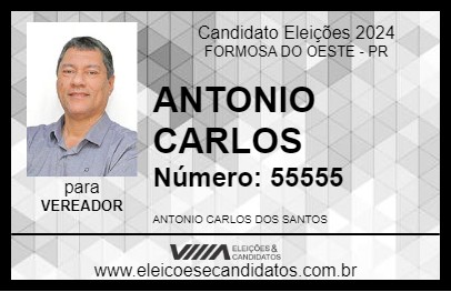 Candidato ANTONIO CARLOS 2024 - FORMOSA DO OESTE - Eleições