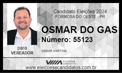 Candidato OSMAR DO GAS 2024 - FORMOSA DO OESTE - Eleições