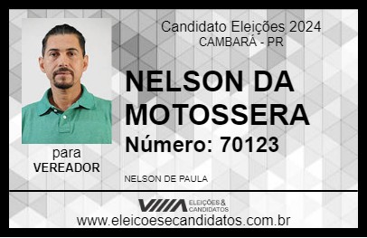 Candidato NELSON DA MOTOSSERA 2024 - CAMBARÁ - Eleições