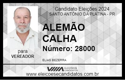 Candidato ALEMÃO CALHA 2024 - SANTO ANTÔNIO DA PLATINA - Eleições